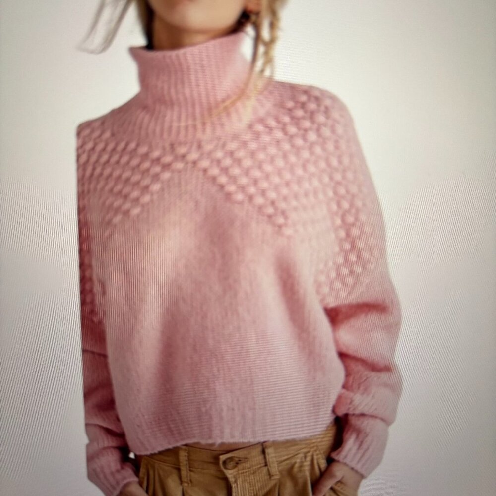 Free People Bradley Turtleneck Pullover Sweater Baby Pink Colour Size Medium